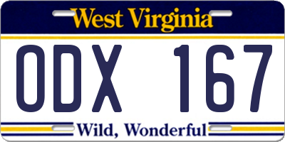 WV license plate ODX167