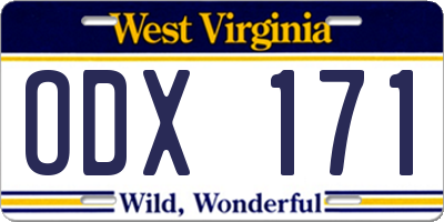 WV license plate ODX171