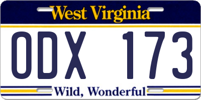 WV license plate ODX173