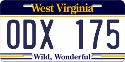 WV license plate ODX175
