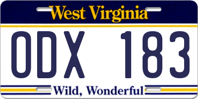 WV license plate ODX183