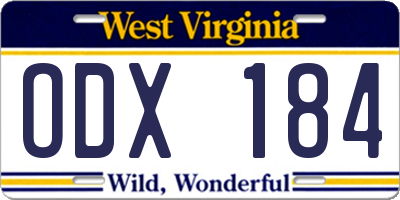 WV license plate ODX184