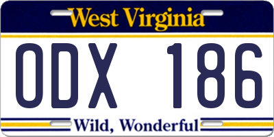 WV license plate ODX186