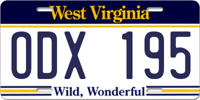 WV license plate ODX195