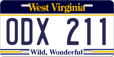 WV license plate ODX211