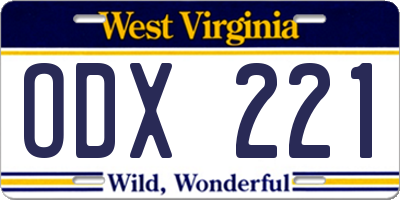 WV license plate ODX221