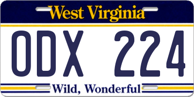 WV license plate ODX224