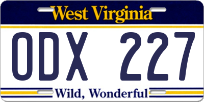 WV license plate ODX227