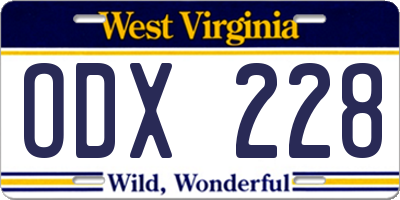 WV license plate ODX228