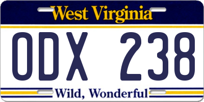 WV license plate ODX238