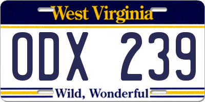 WV license plate ODX239