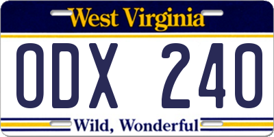 WV license plate ODX240