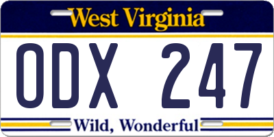WV license plate ODX247