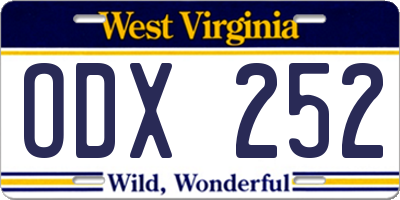 WV license plate ODX252