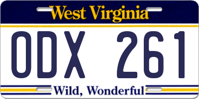 WV license plate ODX261
