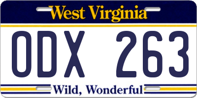 WV license plate ODX263