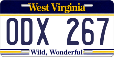 WV license plate ODX267
