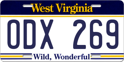 WV license plate ODX269