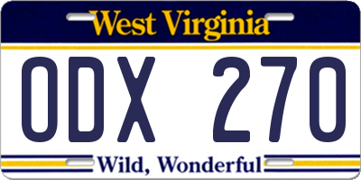 WV license plate ODX270