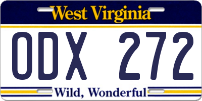 WV license plate ODX272