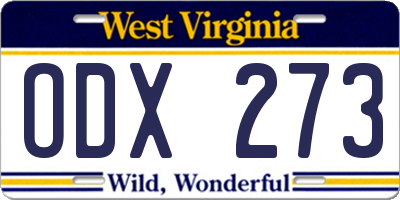 WV license plate ODX273