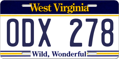 WV license plate ODX278