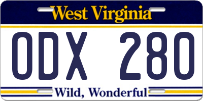 WV license plate ODX280