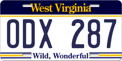 WV license plate ODX287