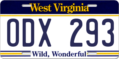 WV license plate ODX293