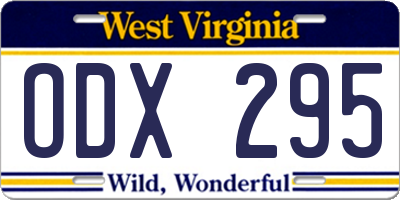WV license plate ODX295