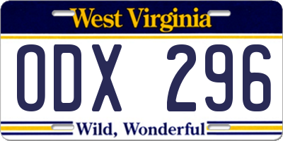 WV license plate ODX296