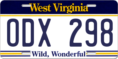 WV license plate ODX298