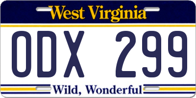 WV license plate ODX299