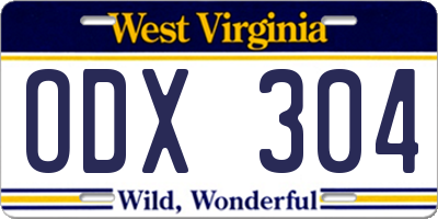 WV license plate ODX304