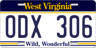 WV license plate ODX306