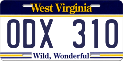 WV license plate ODX310