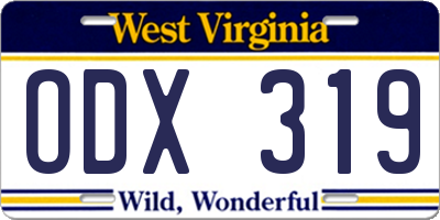 WV license plate ODX319