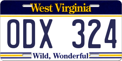 WV license plate ODX324