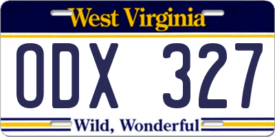 WV license plate ODX327