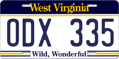 WV license plate ODX335