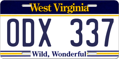 WV license plate ODX337