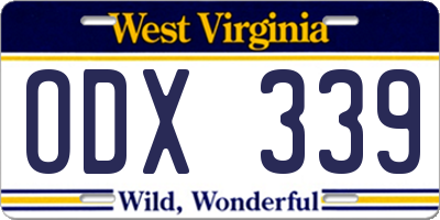 WV license plate ODX339