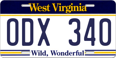 WV license plate ODX340