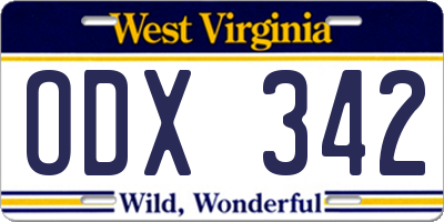 WV license plate ODX342