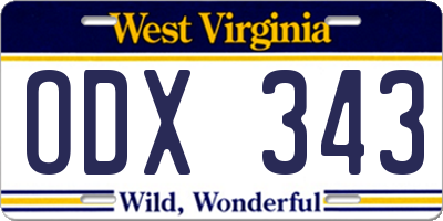 WV license plate ODX343