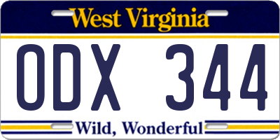 WV license plate ODX344
