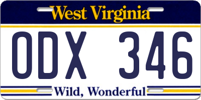 WV license plate ODX346
