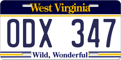 WV license plate ODX347