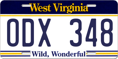 WV license plate ODX348
