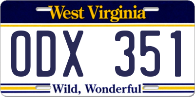 WV license plate ODX351